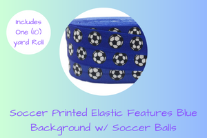 Blue Soccer Fold Over Elastic Ribbon - 10 Yard Roll
