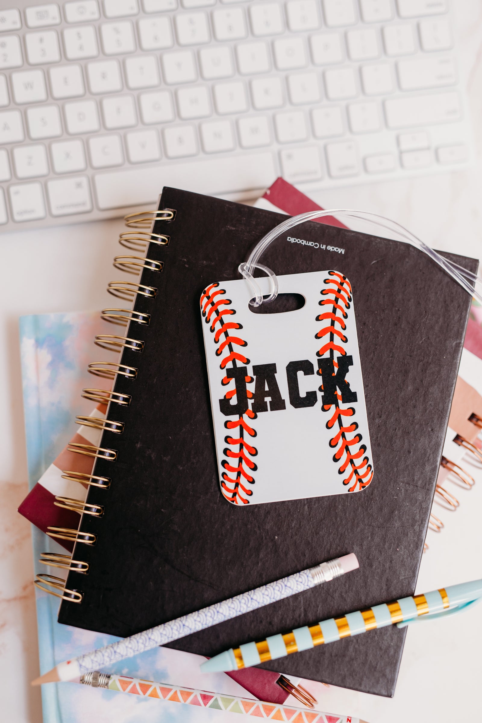 Personalized Baseball backpack Tag for boys Luggage name bag 