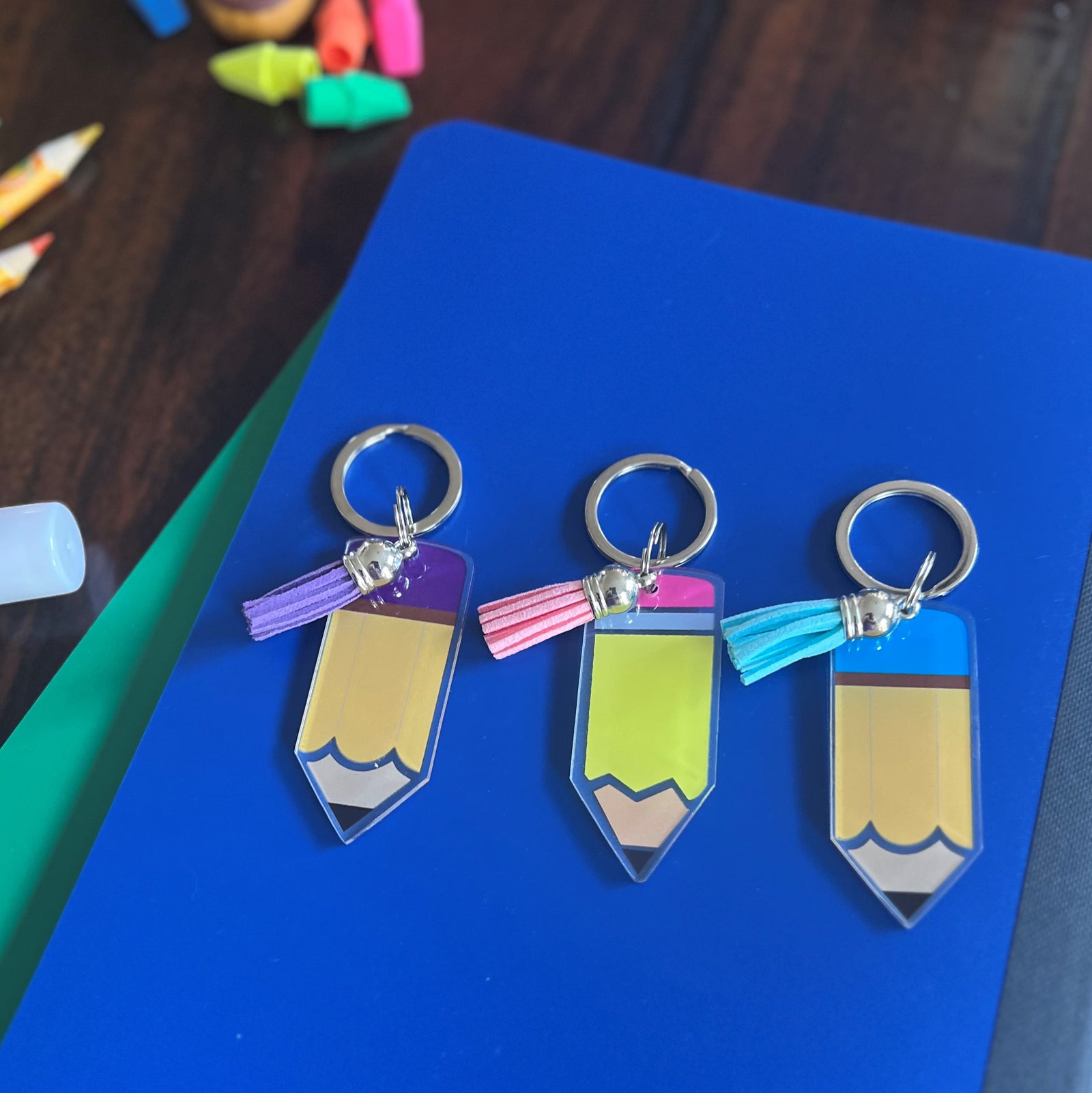 Teacher Keychain, Acrylic Pencil Key Chain Blank