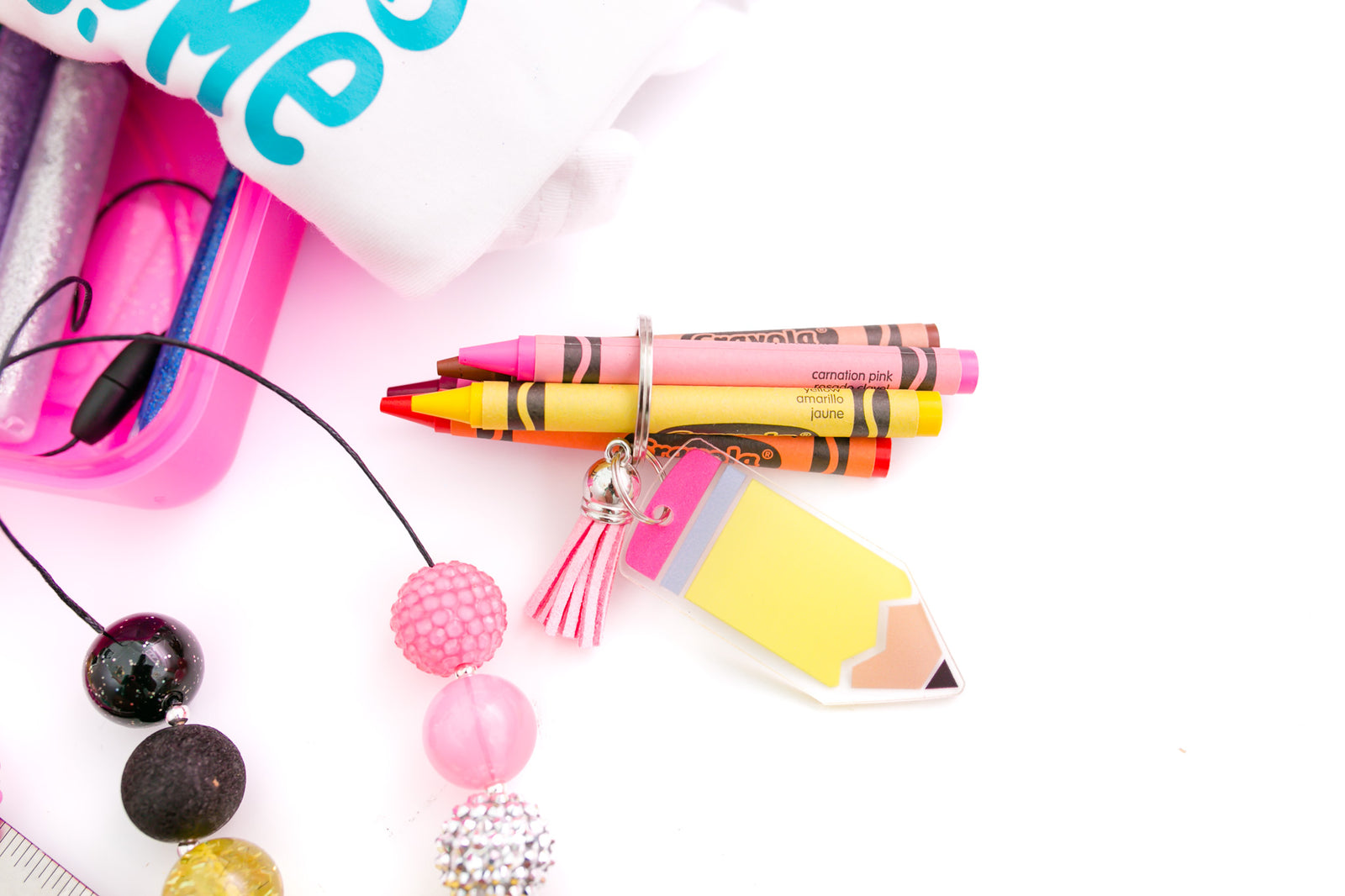 Teacher Keychain, Acrylic Pencil Key Chain Blank