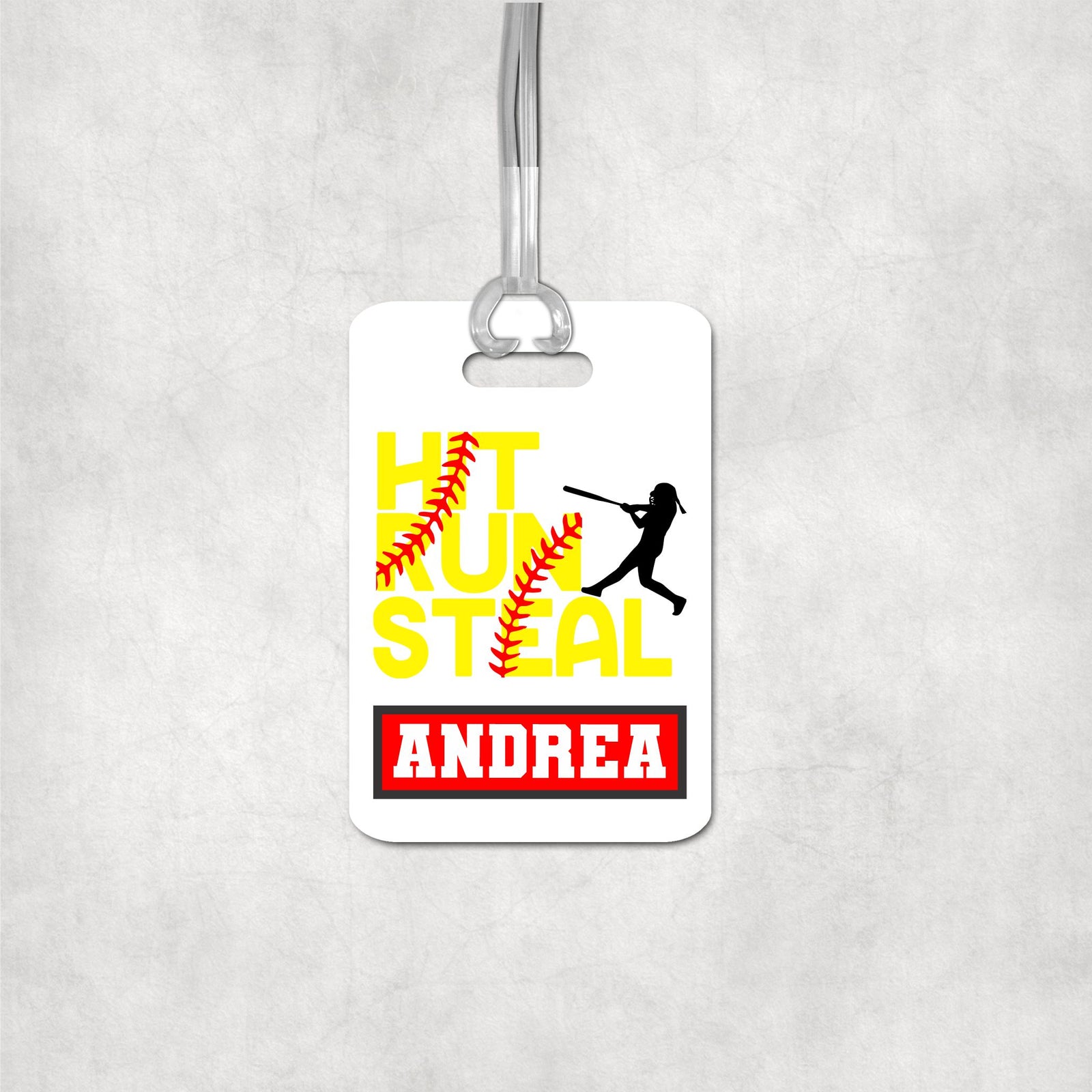 Personalized Softball Luggage Tag for Girls - Name Bag Tag