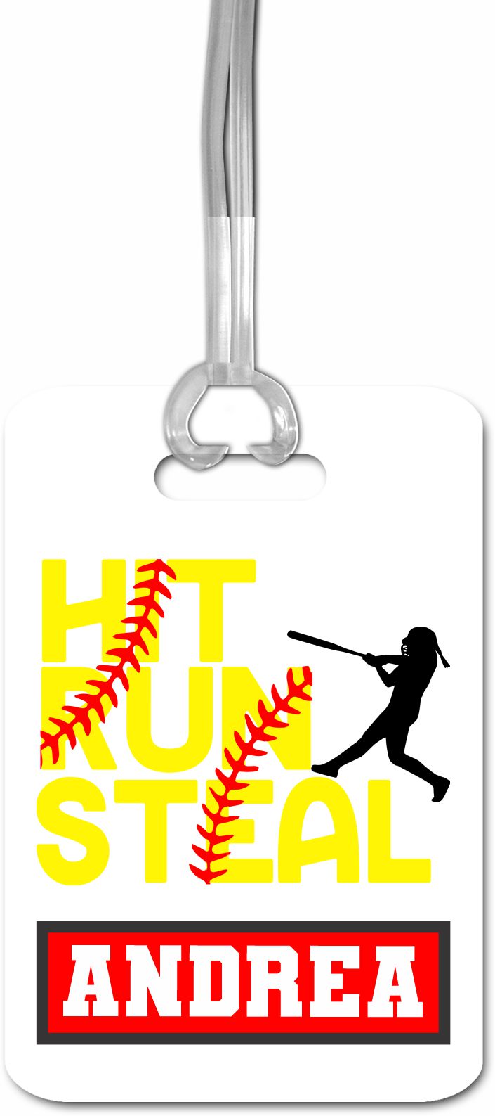 Personalized Softball Luggage Tag for Girls - Name Bag Tag