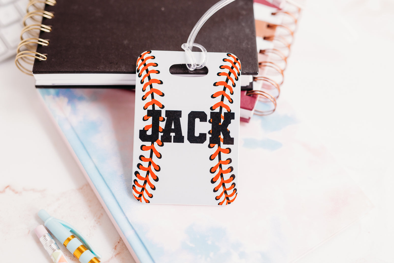 Personalized Baseball Luggage Name Tag - Bag Tag Gift for Boys Team